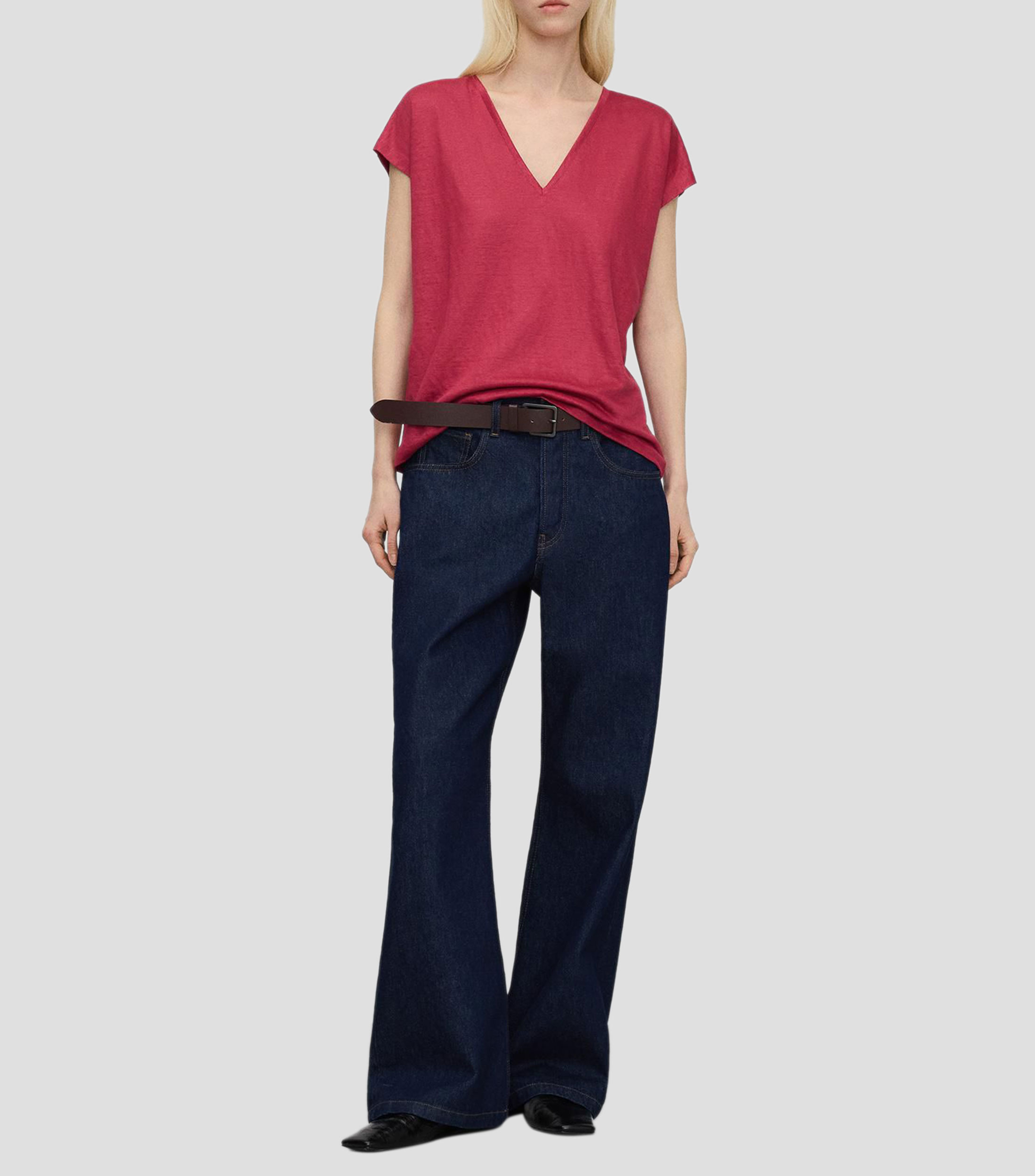 Blusa jaspeada manga corta Mujer